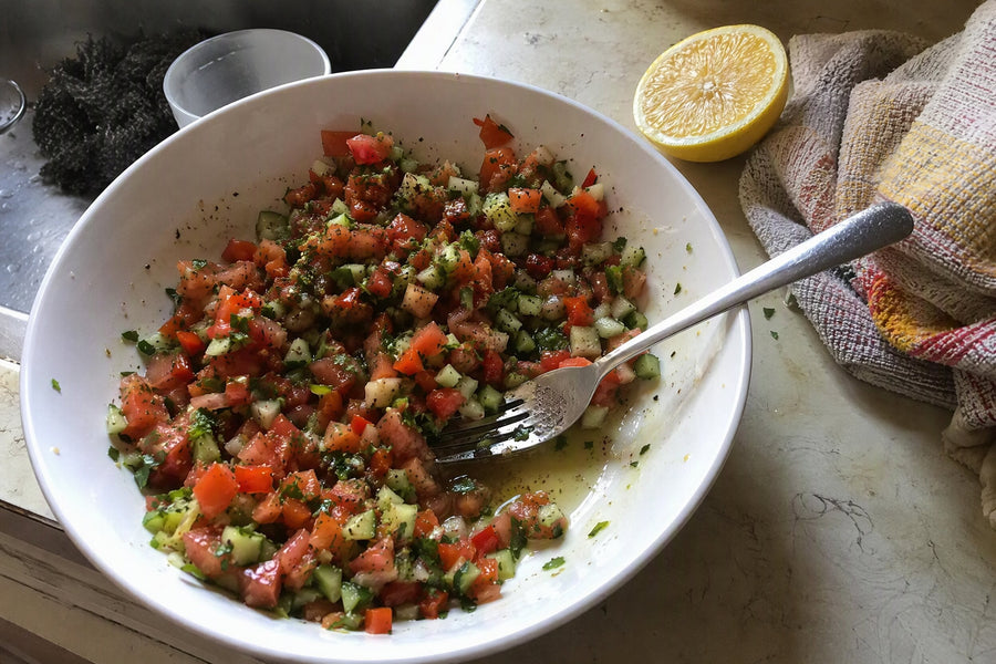 Chopped Israeli Salad with Lemon & Za'atar