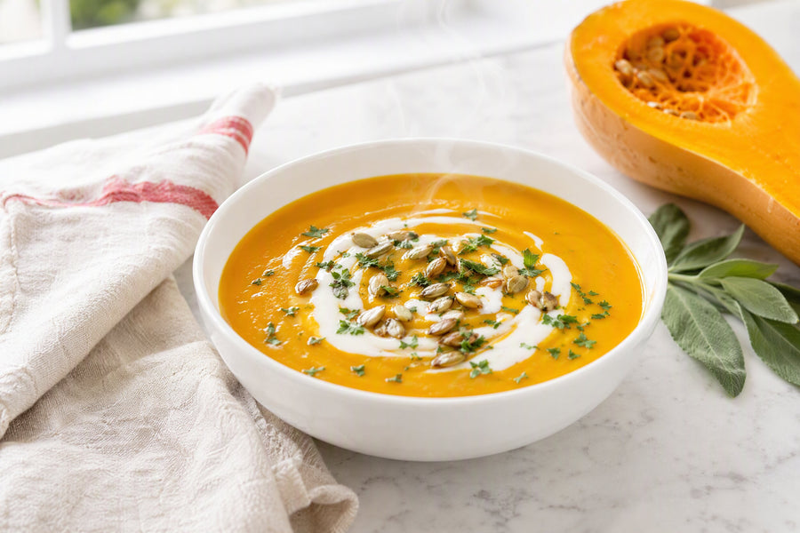 Roasted Butternut Squash Soup (Vegan, Coconut)