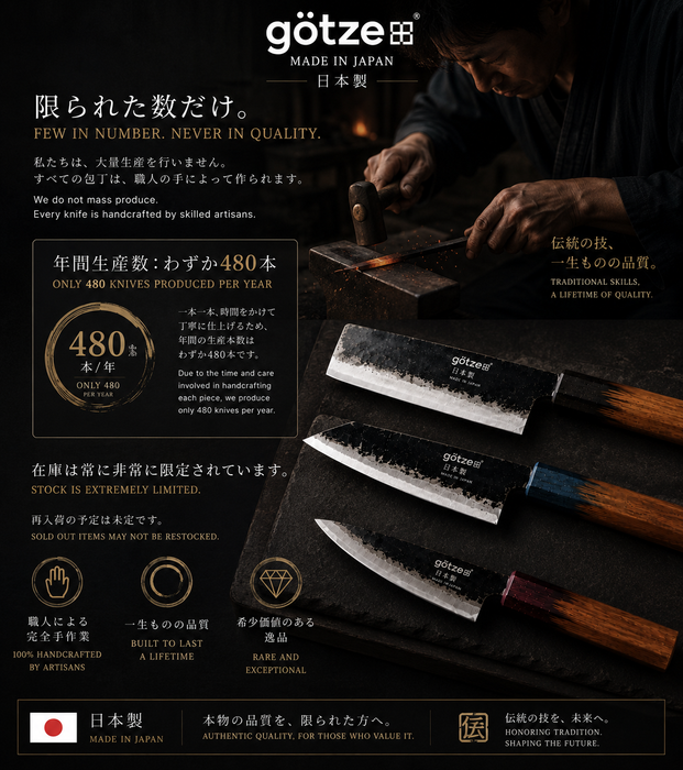 Götze Japanese Signature Collection – 3-Piece Handcrafted 67-Layer Damascus Steel Knife Set | Only 480 Sets Crafted Per Year