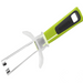 Götze Guarded Apple Corer with green and black ergonomic handle, stainless steel coring blades, and clear safety guard on a white background.