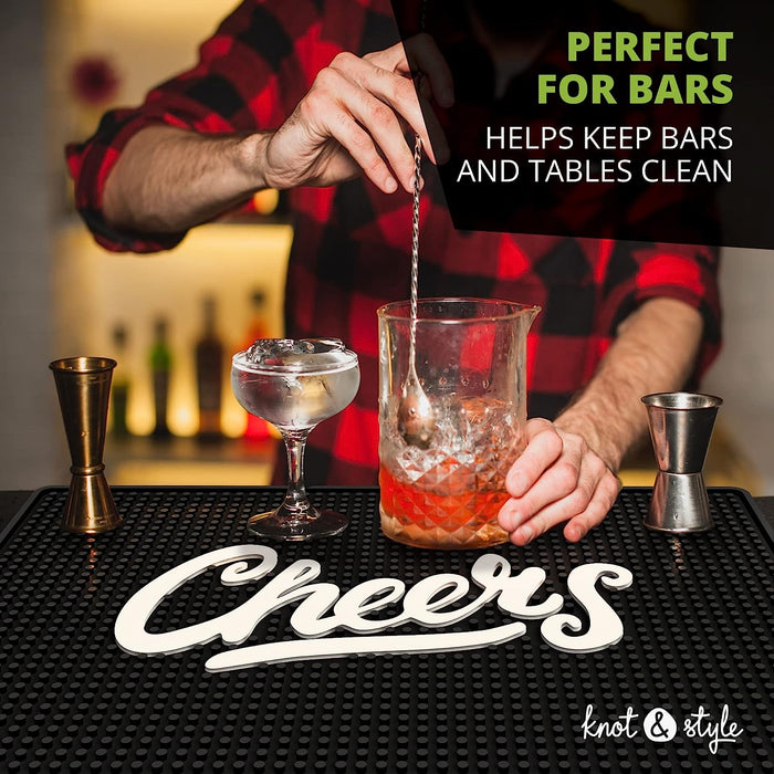 Götze Knot & Style Bar Mat | Stylish Bar Accessory used by a bartender while mixing cocktails, helping keep bar counters and tables clean.
