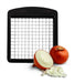 Götze Premium Stainless Steel Food Chopper with fresh onions and evenly diced onion pieces on a white background.