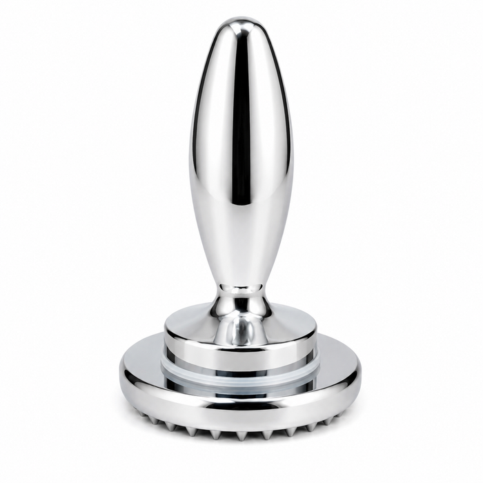 Götze Reversible Dual-Sided Meat Tenderizer & Pounder with polished ergonomic handle and textured tenderizing surface on a white background.
