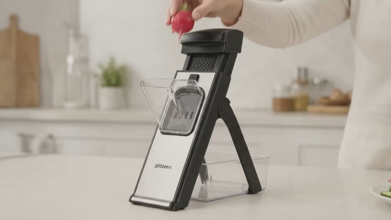 Götze SafeSlice Pro mandoline slicer demonstration video