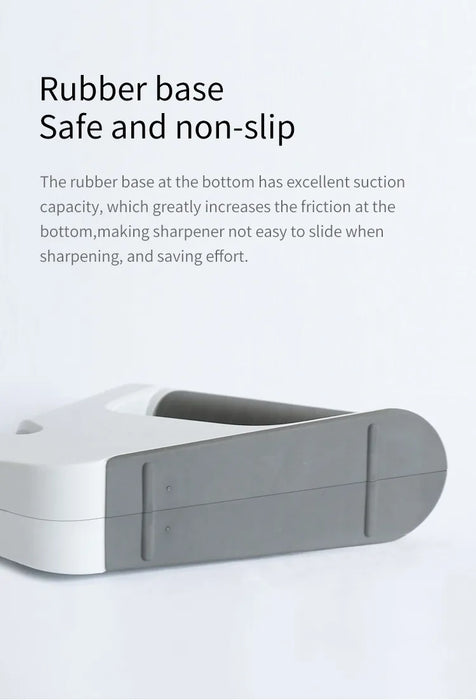 Götze 4-in-1 Knife & Scissors Sharpener featuring a rubber non-slip base designed to improve grip and stability during sharpening.