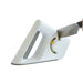 Götze 4-in-1 Knife & Scissors Sharpener with white ergonomic body, non-slip base, and adjustable sharpening angle guide shown with a kitchen knife.