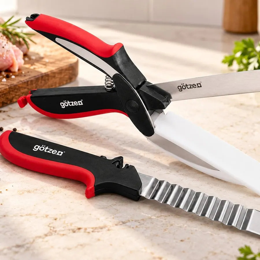 Götze 3 in 1 -Piece Kitchen Shears Set – Straight & Wave Blades