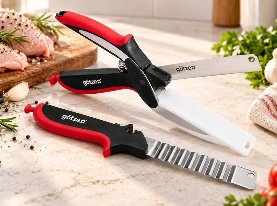Götze 3 in 1 -Piece Kitchen Shears Set – Straight & Wave Blades