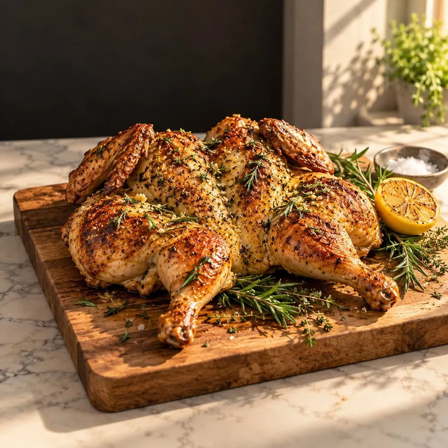 Spatchcock Chicken with Herb Butter